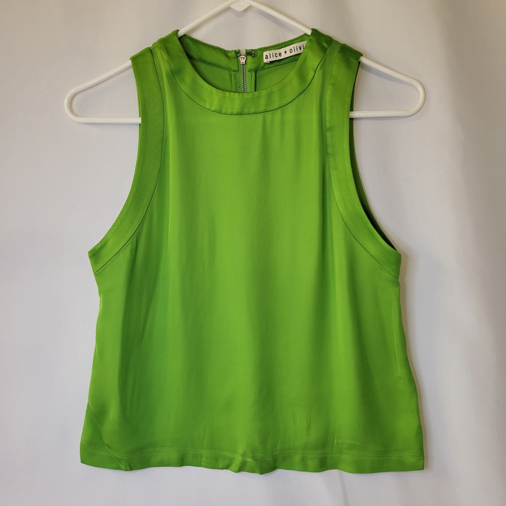 Alice and Olivia Angelina Charmeuse Green Top - Picture 2 of 4